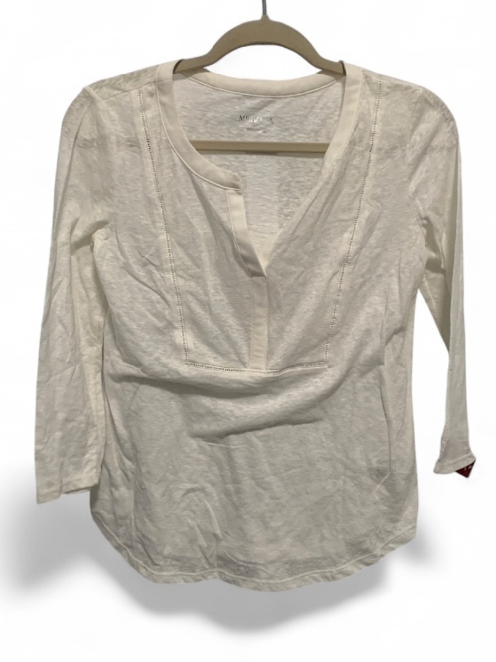 Merona Cream Split V-Neck Long Sleeve Top